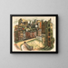 Urban scene with playground - Anonymous — framed artwork on a wall