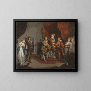Cordelia painting defended by the Earl of Kent in King Lear by Shakespeare I i - Anonymous — framed artwork on a wall