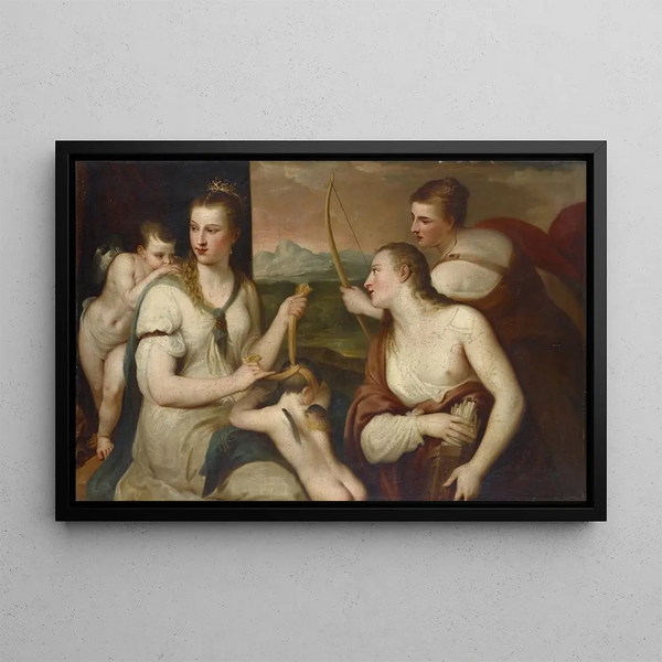 Cupidon aveuglé par Vénus - Anonyme — framed artwork on a wall
