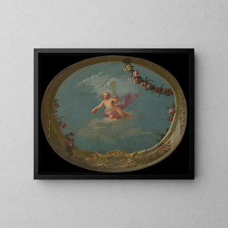 Cupid as messenger with the caduceus - Anonymous — framed artwork on a wall
