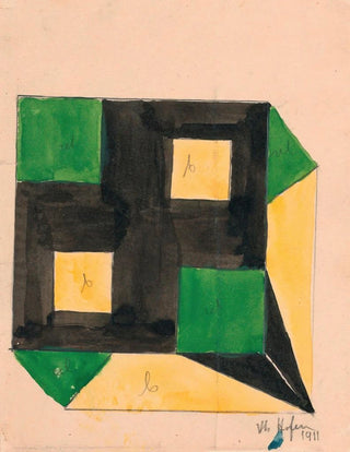 Green and Yellow Checkered Tablecloth Pattern on Black Background - Anonymous — artwork view
