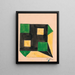 Green and Yellow Checkered Tablecloth Pattern on Black Background - Anonymous — framed artwork on a wall
