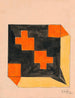 Design for textile in orange, black and yellow - Anonymous — artwork view