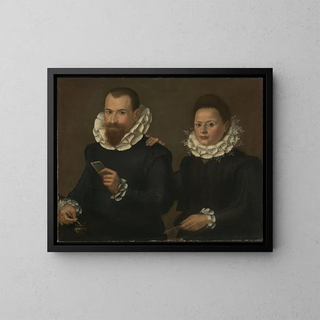Double portrait painting - Anonymous — framed artwork on a wall