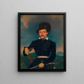 an officer of the Academic Legion who would have created the portrait of the dentist Dr. Wolf - Anonymous — framed artwork on a wall