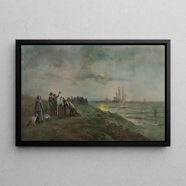 Embarkation of the Pilgrims from Southampton - Anonymous — framed artwork on a wall
