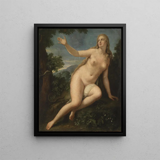 Eve and the serpent - Anonymous — framed artwork on a wall