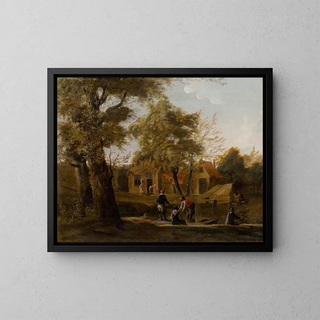 Fishermen on the River - Anonymous — framed artwork on a wall