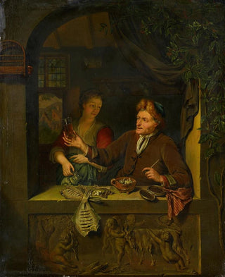 Fishmonger and woman with beer mug - Anonymous — artwork view