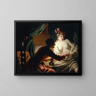 Hunting for fleas by candlelight - Anonymous — framed artwork on a wall