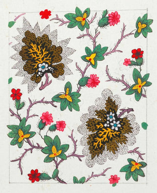 Floral motif painting for printed textile I - Anonymous — artwork view