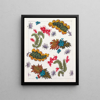 Floral pattern for printed textile Pl III - Anonymous — framed artwork on a wall