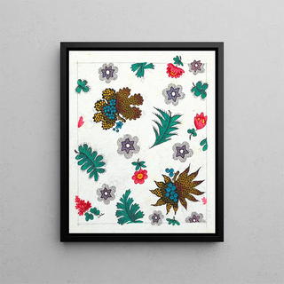 Floral pattern for printed textile Pl II - Anonymous — framed artwork on a wall