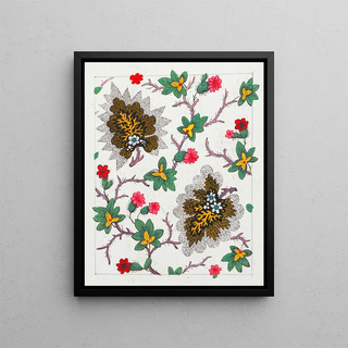 Floral motif painting for printed textile I - Anonymous — framed artwork on a wall
