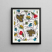 Floral pattern for printed textile Pl VII - Anonymous — framed artwork on a wall