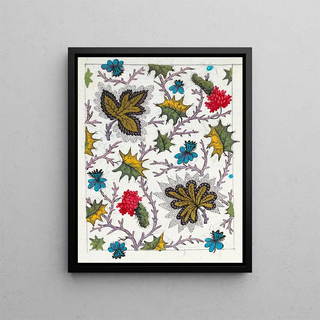 Floral pattern for printed textile Pl VII - Anonymous — framed artwork on a wall