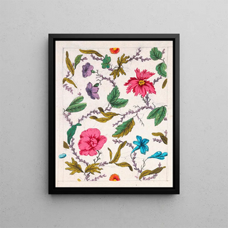 Floral pattern for printed textile Pl VI - Anonymous — framed artwork on a wall