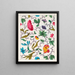 Floral motif painting for textile print V - Anonymous — framed artwork on a wall