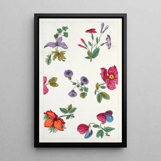 Reproduction of the painting Floral motif painting for printed textile Pl XII - Anonymous