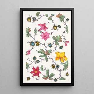 Reproduction of the painting Floral motif for printed textile Pl XVI - Anonymous