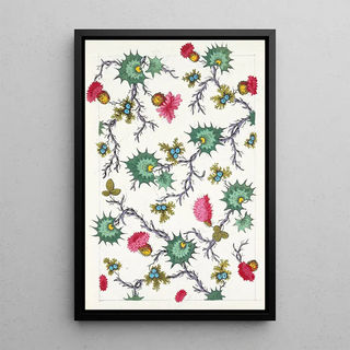 Floral motif painting for printed textile Pl XV - Anonymous — framed artwork on a wall