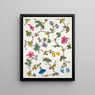 Floral motif painting for printed textile Pl XXI - Anonymous — framed artwork on a wall