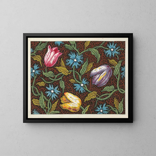 Floral design for textile printed Pl XXX - Anonymous — framed artwork on a wall