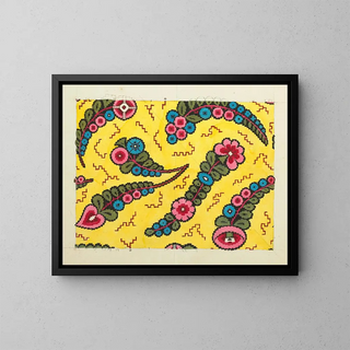 Floral design for printed textiles III - Anonymous — framed artwork on a wall
