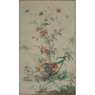 Reproduction of the painting Flowers and Chinoiseries - Anonymous