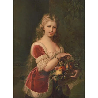 Girl holding a basket of fruits - Anonymous — artwork view