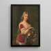 Girl holding a basket of fruits - Anonymous — framed artwork on a wall