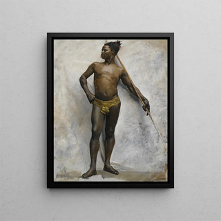 African Warrior Painting - Anonymous — framed artwork on a wall