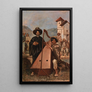 Harpist - Anonymous — framed artwork on a wall