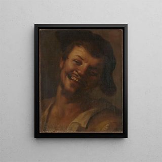 Head of a laughing man - Anonymous — framed artwork on a wall