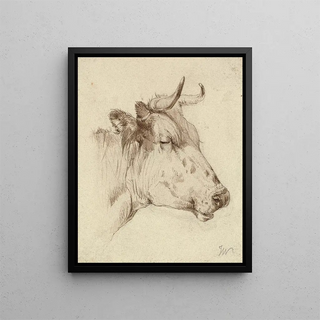 Head of Cow - Anonymous — framed artwork on a wall