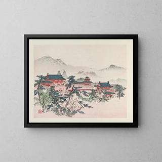 Famous Landscapes of the Heian Period Pl01 - Anonymous — framed artwork on a wall
