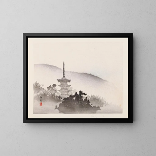 Famous Landscapes of the Heian Period Pl06 - Anonymous — framed artwork on a wall
