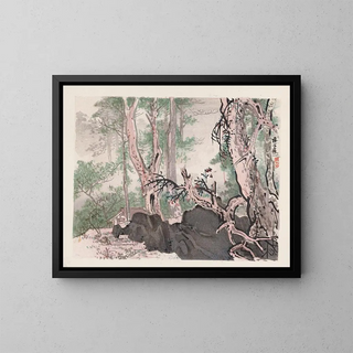 Famous landscapes of the Heian period Pl07 - Anonymous — framed artwork on a wall