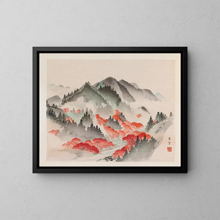 Famous Landscapes of the Heian Period Pl09 - Anonymous — framed artwork on a wall