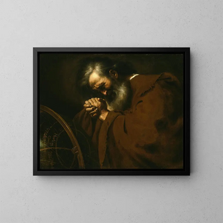 Heraclitus, the crying philosopher - Anonymous — framed artwork on a wall
