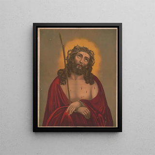 Jesus Christ with a crown of thorns - Anonymous — framed artwork on a wall