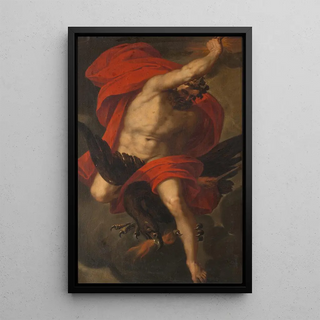 Jupiter with an eagle and lightning - Anonymous — framed artwork on a wall