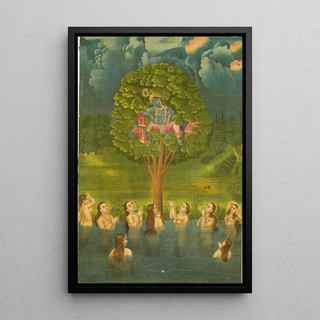 Reproduction of the painting Krishna steals the clothes of the Gopis - Anonymous
