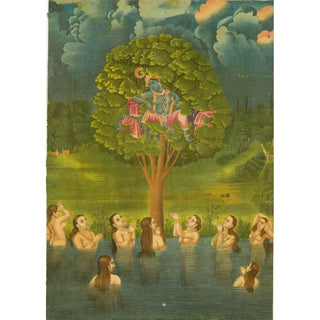 Reproduction of the painting Krishna steals the clothes of the Gopis - Anonymous