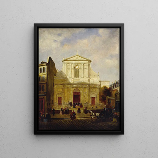 La façade de l'église des Blancs-Manteaux 1865 - Anonymous — framed artwork on a wall