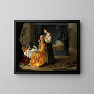 Woman at her toilette - Anonymous — framed artwork on a wall