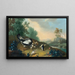 Landscape painting with poultry - Anonymous — framed artwork on a wall