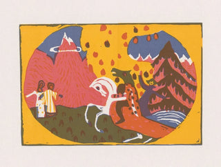 Landscape with figures and a rider with a monster's head - Anonymous — artwork view