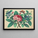 Large Red Flower, Blue Flowers, Butterfly - Anonymous — framed artwork on a wall
