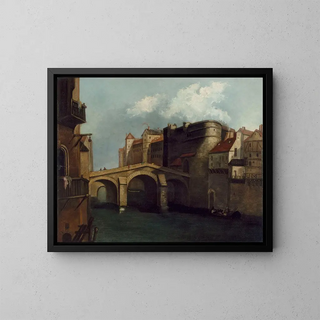 Le Petit Châtelet and the Petit Pont around 1660 current 4th and 5th districts - Anonymous — framed artwork on a wall